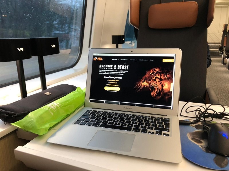 Business class seat in a train